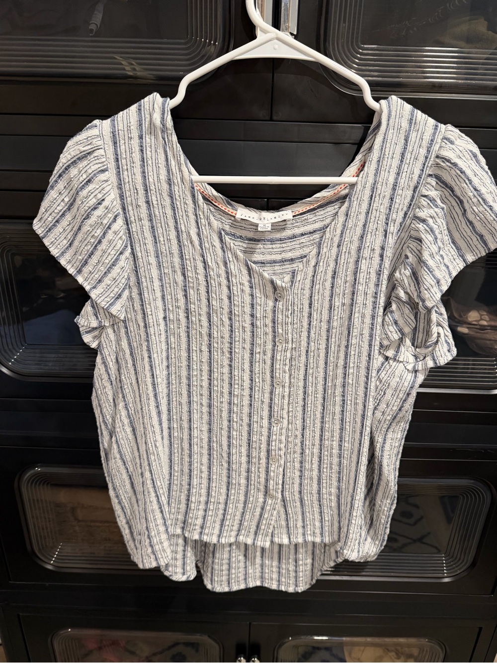 Light Blue Striped Button-Front Women’s Top